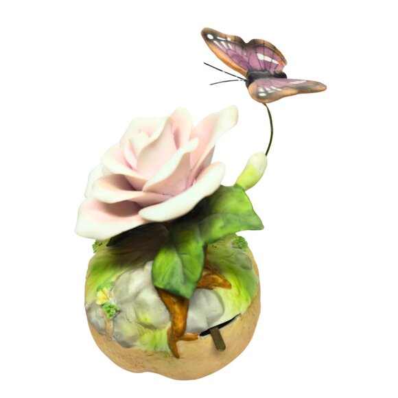 Vintage Ceramic Enesco Wind-Up Music Box Everything Is Beautiful Butterfly - Picture 5 of 7